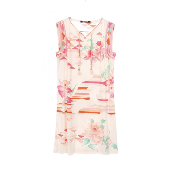 LEONARD FASHION Sleeveless Dress 330241 Triacetate Pink Multicolor #3 Used Women