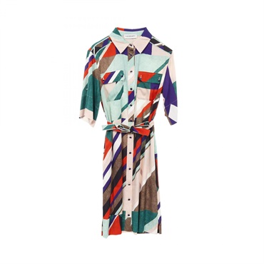 LEONARD Short Sleeve Dress - silk Multicolor #36 Used Women