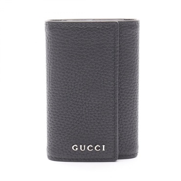 GUCCI logo Key Case 771156 leather Black Used mens