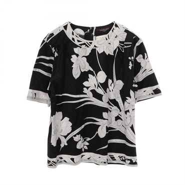LEONARD FASHION Blouse 379118 Silk Black White #M Used Women