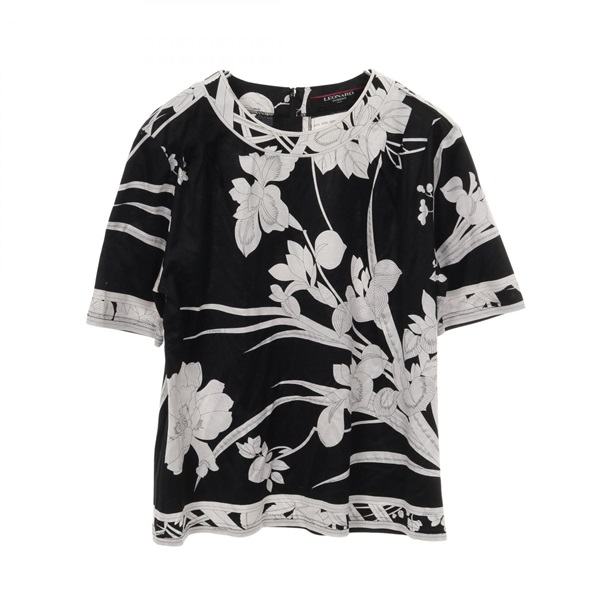 LEONARD FASHION Blouse 379118 Silk Black White #M Used Women