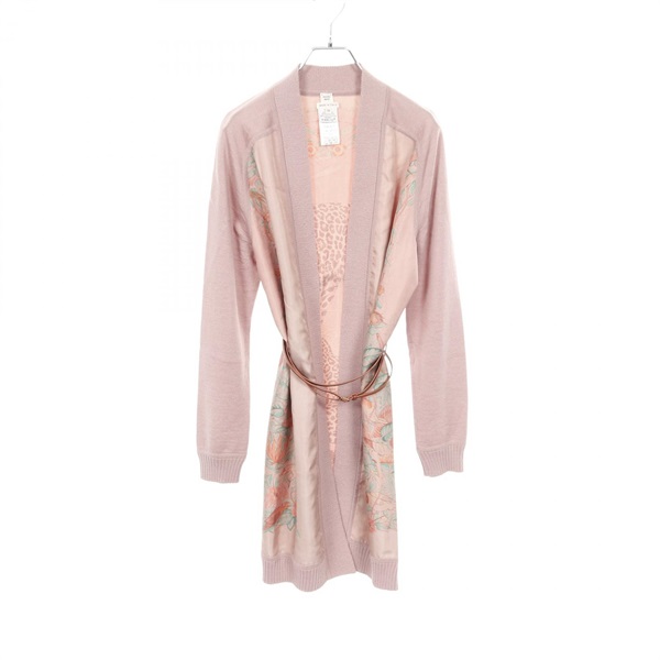 HERMES JUNGLE LOVE cardigan knitwear Silk alpaca Pink Used Women size 38