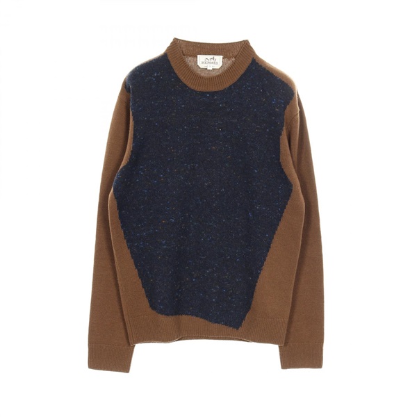 HERMES Sweater knitwear wool cashmere Brown Navy Used mens size XS