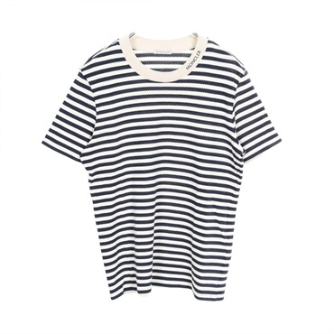 MONCLER striped T-shirt 8C00017 cotton Navy White #S Used mens