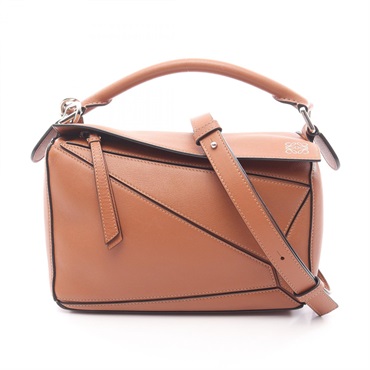 LOEWE Puzzle Small Shoulder Crossbody Hand bag leather Brown Used Women
