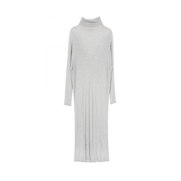 BALENCIAGA Turtleneck Long Dress Rayon Silver Size XS Used Women