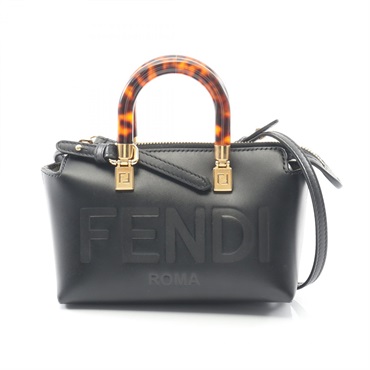 FENDI By The Way Mini 2Way Shoulder Handbag 8BS067 ABVL leather Black Used Women