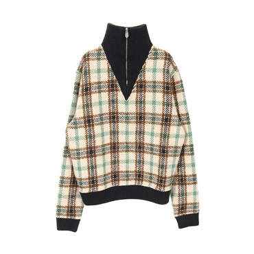 HERMES knitwear swater #S wool Beige Black Multicolor Used mens