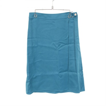 HERMES Serie button Skirt Silk Rayon Green #34 Used Women