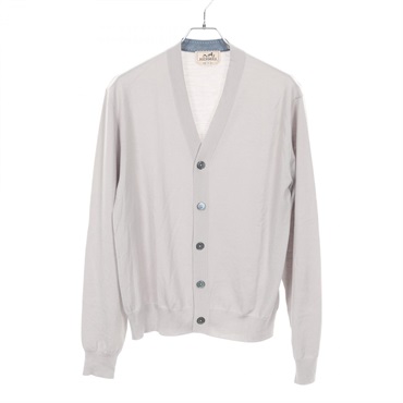 HERMES cardigan knitwear #S wool Gray Used mens