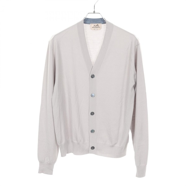 HERMES cardigan knitwear #S wool Gray Used mens