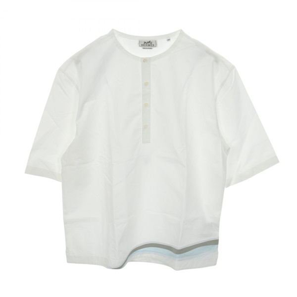 HERMES T-shirt tops #38 cotton White Gray Blue Used mens