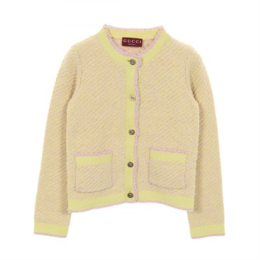 GUCCI Double G button cardigan cotton Yellow Pink #XS Used Women