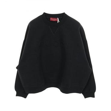 GUCCI Embossed logo Sweatshirts Tops cotton Black Used mens size S