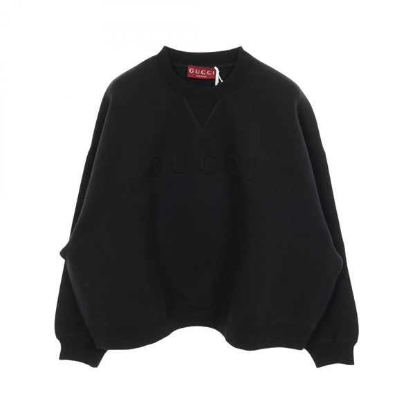 GUCCI Embossed logo Sweatshirts Tops cotton Black Used mens size S
