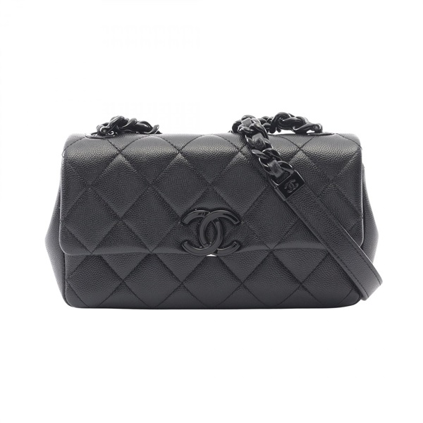 CHANEL Matelasse chain crossbody Shoulder Bag AS2302 leather Black Used Women CC