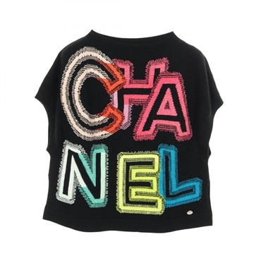 CHANEL Logo Vest knit P70887K10120 cashmere cotton acrylic Black Multicolor #38
