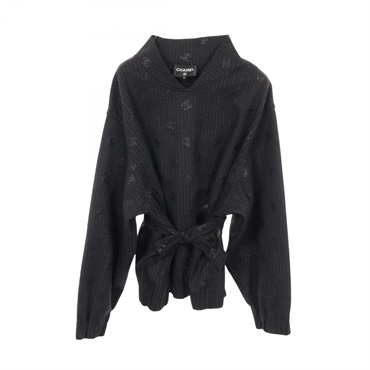 CHANEL COCO Mark blouse Shirts P78007V69432 wool Black Used Women size 50