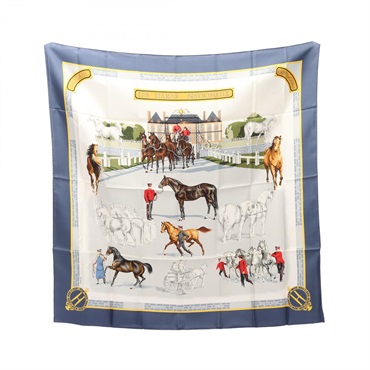 HERMES Carre90 LES HARAS NATIONAUX Scarf silk Blue Multicolor Used Women