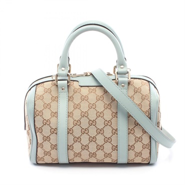 GUCCI GG canvas 2Way Crossbody Shoulder Handbag 269876 leather Beige Blue Used