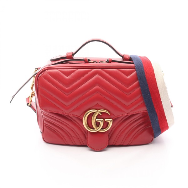 GUCCI GG Marmont Top Handle Shoulder Handbag 498100 leather Red Used Women