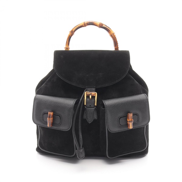 GUCCI Bamboo Rucksack Backpack 003 2058 0016 Suede leather Black Used Women GG