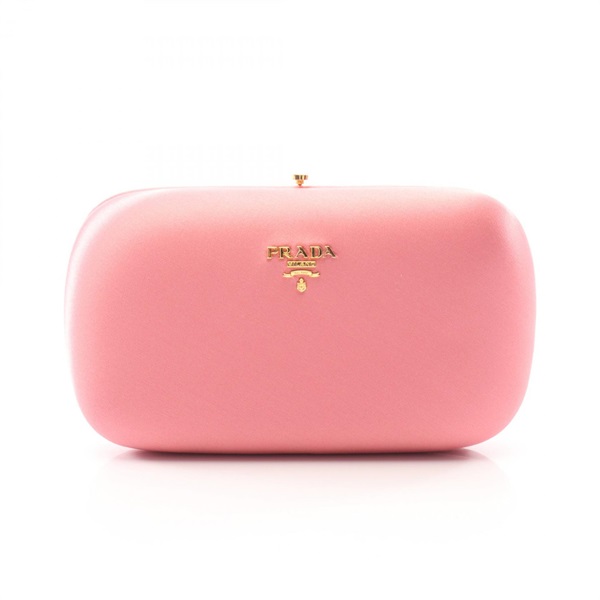 PRADA RASO Business Clutch bag BP0494 Fabric Pink Used Women Logo