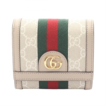 GUCCI Ophidia GG Wallet Sherry Line Bi-fold purse 598662 leather canvas Beige