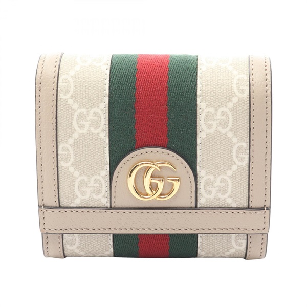 GUCCI Ophidia GG Wallet Sherry Line Bi-fold purse 598662 leather canvas Beige