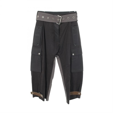 LOUIS VUITTON high waist cargo pants cotton Lyocell Black Gray Used Women #36