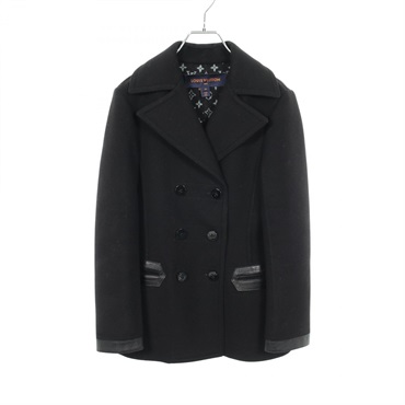 LOUIS VUITTON Monogram Pea Coat Jacket #34 RW181W QWE FECO06 wool Black Used LV