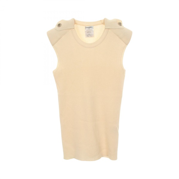 CHANEL COCO Mark Button Knit Vest P36517K02275 cashmere Beige #38 Used Women
