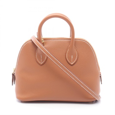 HERMES Bolide1923 Mini Shoulder Handbag Evercolor leather Brown Gold Used K GHW