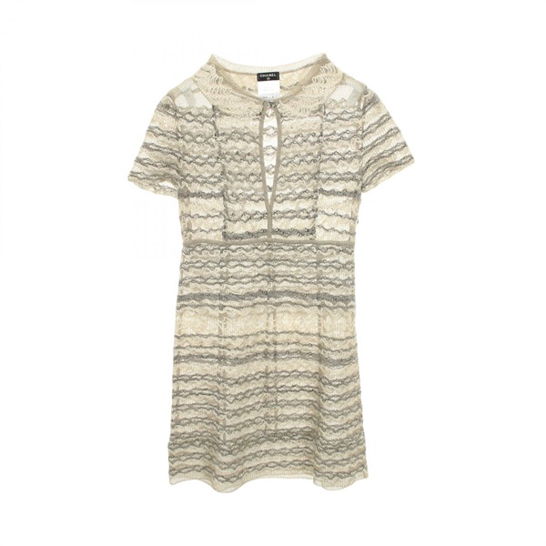 CHANEL COCO Mark Button Short Sleeve Dress #36 P41411K03040 Fabric cotton Used