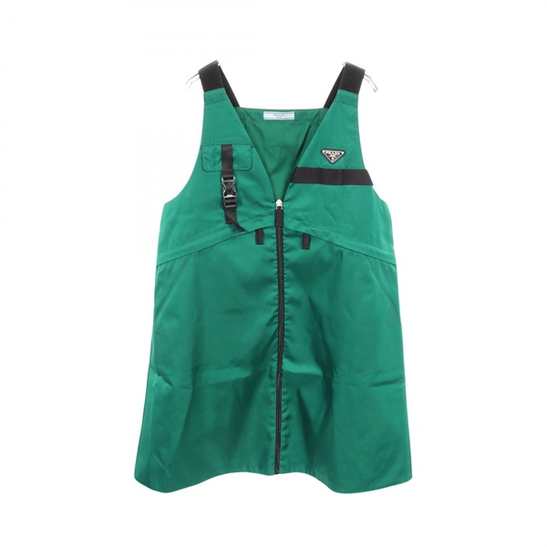 PRADA Re-Nylon Triangular Plate Sleeveless Dress 230672 Nylon Green #42 Used