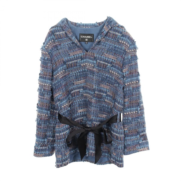 CHANEL Tweed Pullover Jacket Top #36 P59107V44821 cotton acrylic Blue Used Women