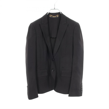 GUCCI Interlocking G Tailored Jacket 268417 Nylon cotton Black Used Women #40