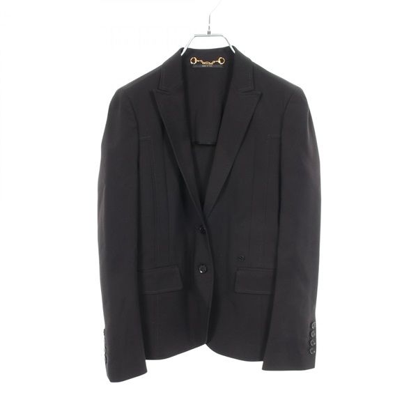 GUCCI Interlocking G Tailored Jacket 268417 Nylon cotton Black Used Women #40