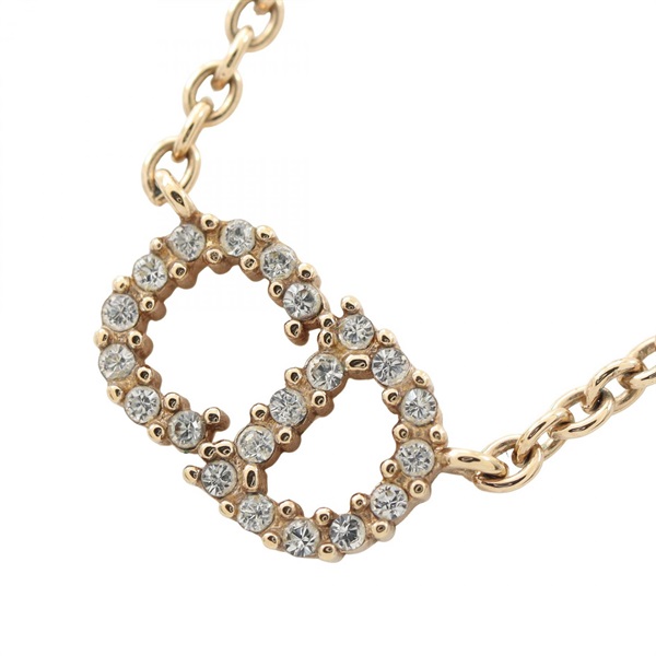 Christian Dior Clair D Lune Necklace Gold Plated Rhinestone Used 43～45cm