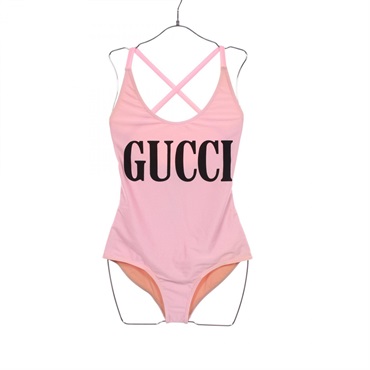 GUCCI Logo Swimsuit Swimwear 501899 Nylon Polyurethane Pink Black Used Women S