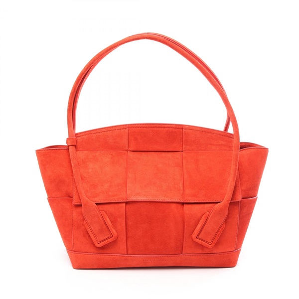 BOTTEGA VENETA Arco Maxi Intrecciato Tote Bag 598244 Suede Red Used Women
