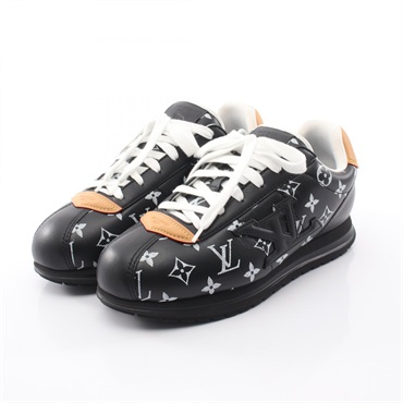 LOUIS VUITTON LV Butter Soft Sneakers Shoes #8 leather Black Used mens
