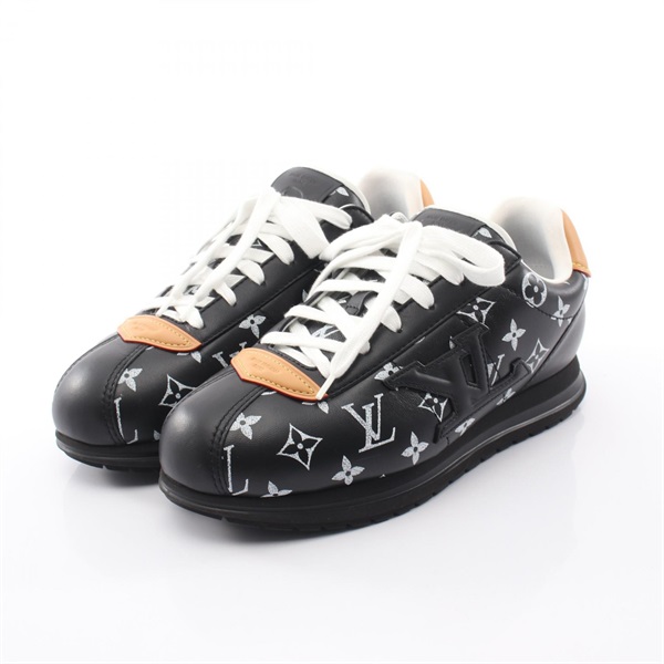 LOUIS VUITTON LV Butter Soft Sneakers Shoes #8 leather Black Used mens