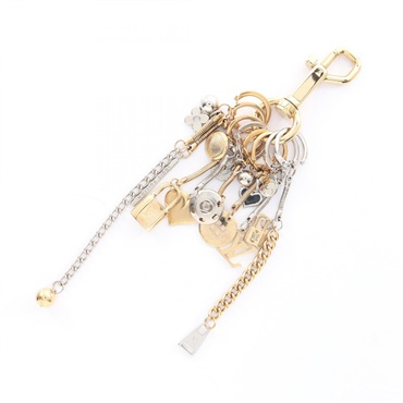 LOUIS VUITTON 8-Charm Bag Charm Key Ring Holder Metal Gold Plated Used Women LV