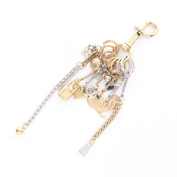 LOUIS VUITTON 8-Charm Bag Charm Key Ring Holder Metal Gold Plated Used Women LV