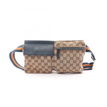 GUCCI GG canvas Waist bag crossbody 28566 leather Beige Green Orange Used unisex
