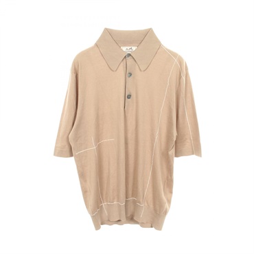 HERMES Polo shirt Tops cotton Beige White Beige Used mens size S