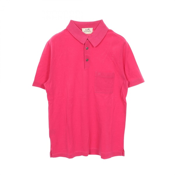 HERMES H Embroidery Polo shirt Short sleeves cotton Pink Used mens size M