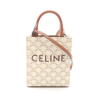 CELINE Mini Vertical Cabas Triomphe Crossbody Handbag 194372BZK-01BC canvas Used
