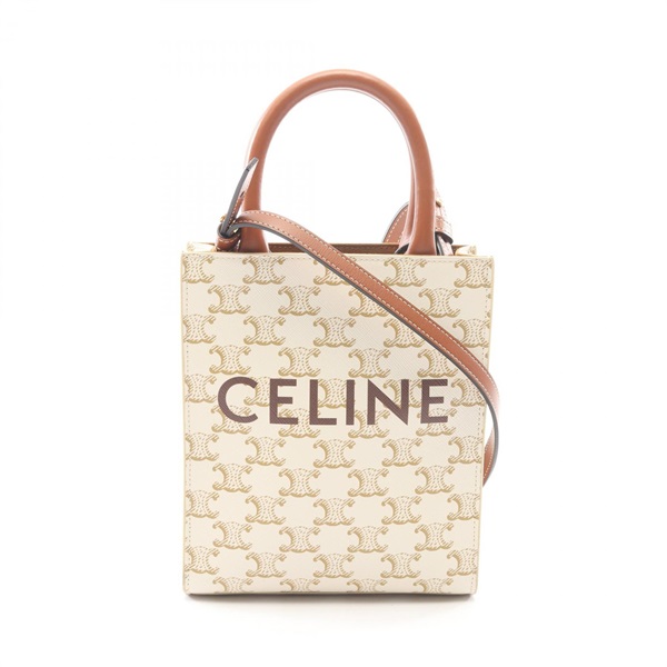 CELINE Mini Vertical Cabas Triomphe Crossbody Handbag 194372BZK-01BC canvas Used